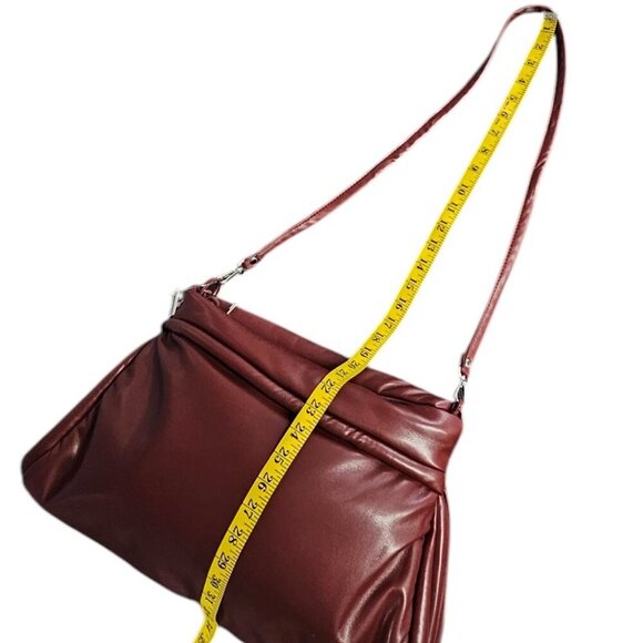 Anthropologie Oversize Pillow Clutch Shoulder Bag, Wine, Faux Leather, NWT - Picture 4 of 9